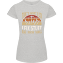 I Fix Stuff Funny Electrician Sparky Mechanic Womens Petite Cut T-Shirt Sports Grey