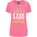 I Fix Stuff Funny Electrician Sparky Mechanic Womens Wider Cut T-Shirt Azalea