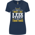 I Fix Stuff Funny Electrician Sparky Mechanic Womens Wider Cut T-Shirt Navy Blue