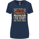 I Fix Stuff Funny Electrician Sparky Mechanic Womens Wider Cut T-Shirt Navy Blue