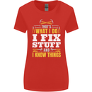 I Fix Stuff Funny Electrician Sparky Mechanic Womens Wider Cut T-Shirt Red