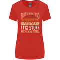 I Fix Stuff Funny Electrician Sparky Mechanic Womens Wider Cut T-Shirt Red