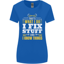 I Fix Stuff Funny Electrician Sparky Mechanic Womens Wider Cut T-Shirt Royal Blue