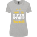 I Fix Stuff Funny Electrician Sparky Mechanic Womens Wider Cut T-Shirt Sports Grey