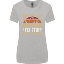 I Fix Stuff Funny Electrician Sparky Mechanic Womens Wider Cut T-Shirt Sports Grey