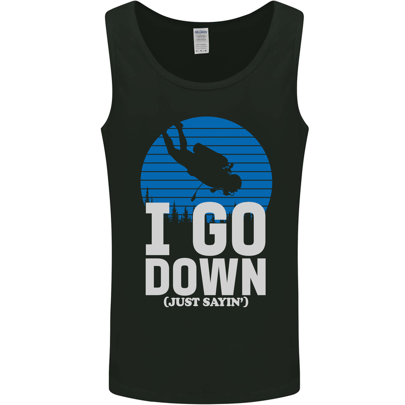 I Go Down Funny Scuba Diving Diver Dive Mens Vest Tank Top Black