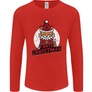 I Hate Christmas Funny Bah Humbug Cat Xmas Mens Long Sleeve T-Shirt Red