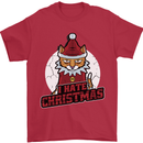 I Hate Christmas Funny Bah Humbug Cat Xmas Mens T-Shirt 100% Cotton Red