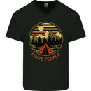 I Hate People Funny Camping Outdoors Trekking Mens V-Neck Cotton T-Shirt Black