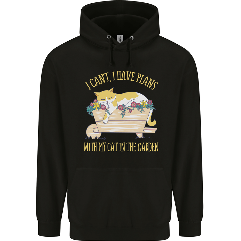 I Have Plans With My Cat in the Garden Gardening Childrens Kids Hoodie Black