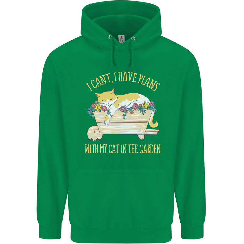 I Have Plans With My Cat in the Garden Gardening Childrens Kids Hoodie Irish Green