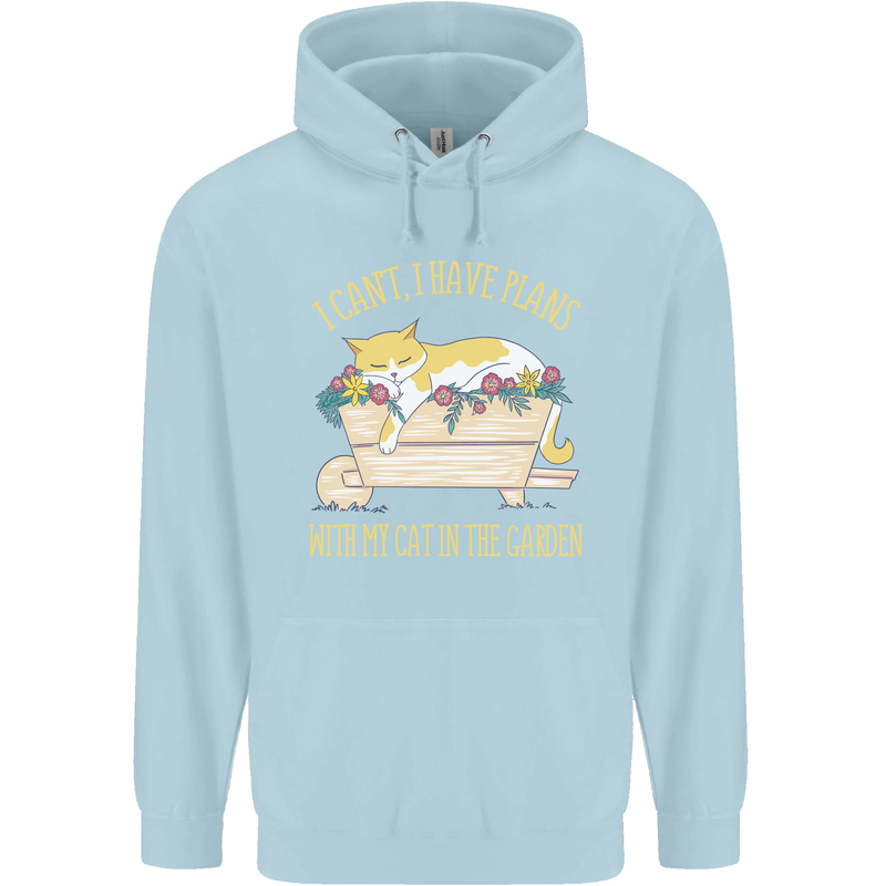 I Have Plans With My Cat in the Garden Gardening Childrens Kids Hoodie Light Blue