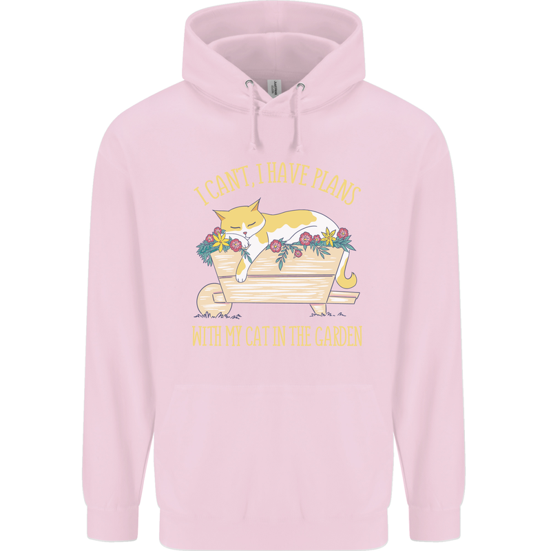 I Have Plans With My Cat in the Garden Gardening Childrens Kids Hoodie Light Pink