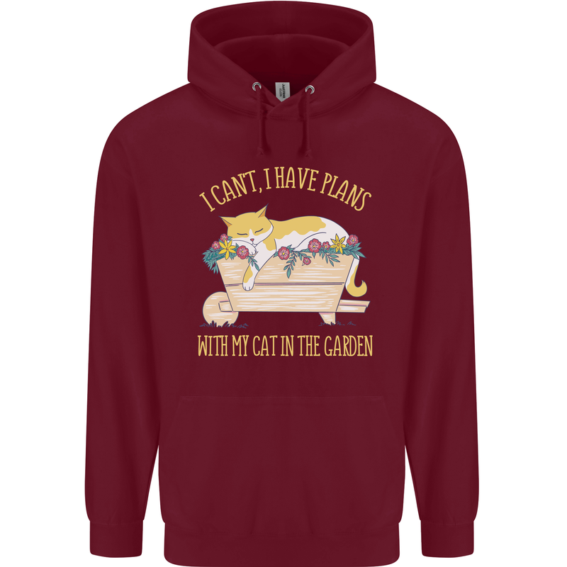 I Have Plans With My Cat in the Garden Gardening Childrens Kids Hoodie Maroon