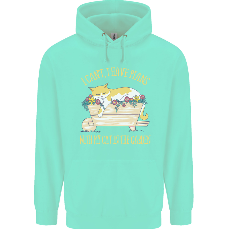 I Have Plans With My Cat in the Garden Gardening Childrens Kids Hoodie Peppermint