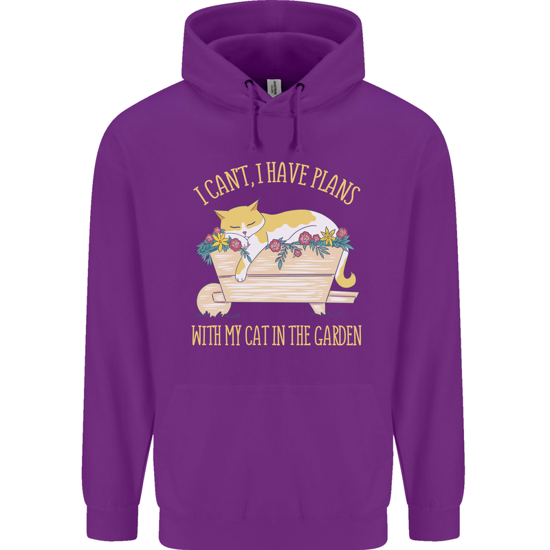 I Have Plans With My Cat in the Garden Gardening Childrens Kids Hoodie Purple