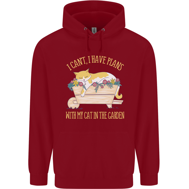 I Have Plans With My Cat in the Garden Gardening Childrens Kids Hoodie Red