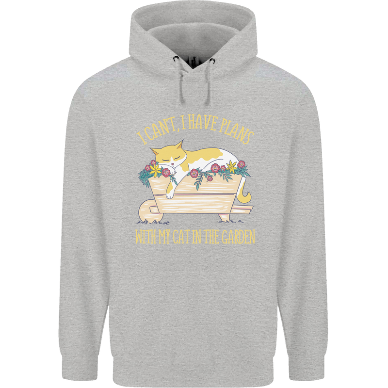 I Have Plans With My Cat in the Garden Gardening Childrens Kids Hoodie Sports Grey