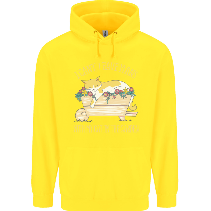 I Have Plans With My Cat in the Garden Gardening Childrens Kids Hoodie Yellow
