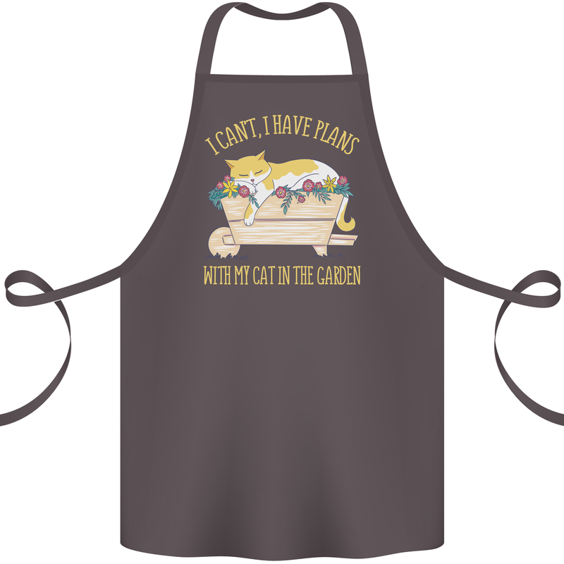 I Have Plans With My Cat in the Garden Gardening Cotton Apron 100% Organic Dark Grey