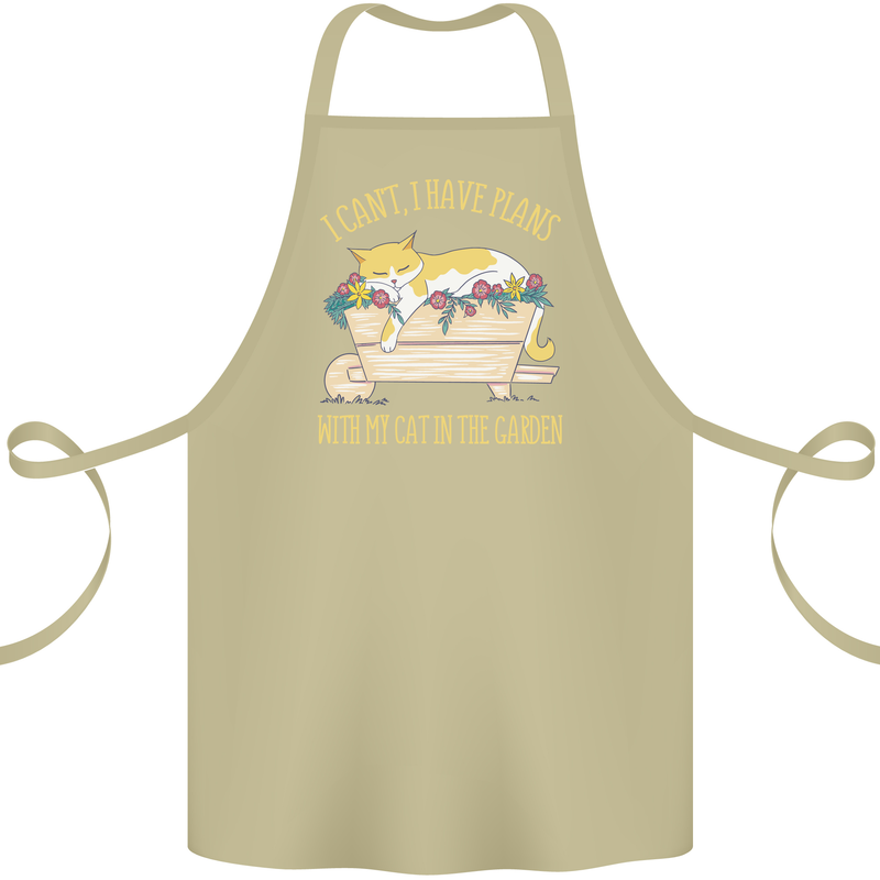 I Have Plans With My Cat in the Garden Gardening Cotton Apron 100% Organic Khaki