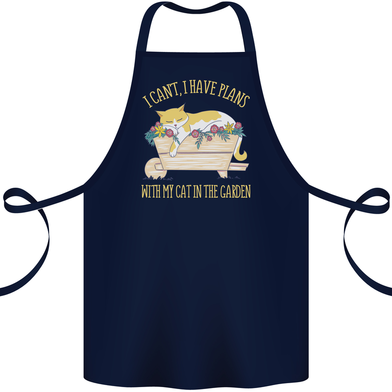 I Have Plans With My Cat in the Garden Gardening Cotton Apron 100% Organic Navy Blue