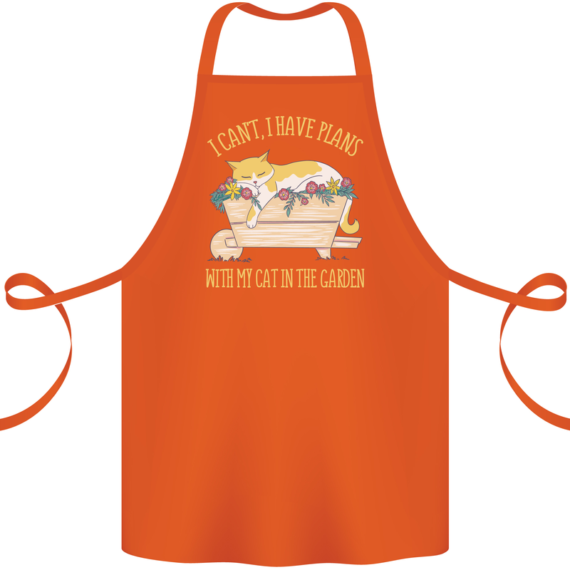 I Have Plans With My Cat in the Garden Gardening Cotton Apron 100% Organic Orange