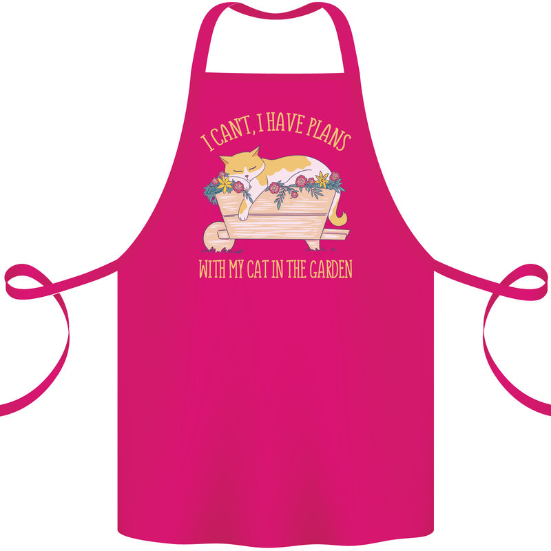 I Have Plans With My Cat in the Garden Gardening Cotton Apron 100% Organic Pink