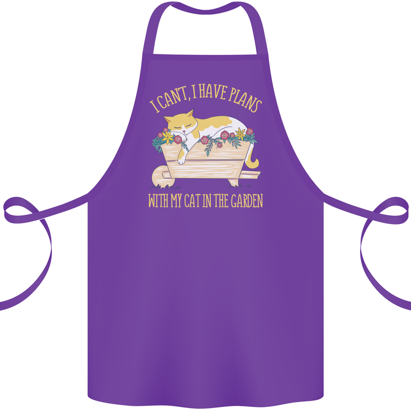 I Have Plans With My Cat in the Garden Gardening Cotton Apron 100% Organic Purple