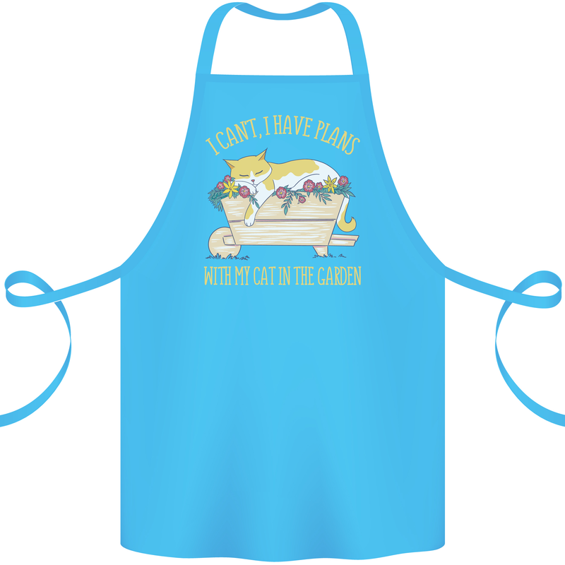 I Have Plans With My Cat in the Garden Gardening Cotton Apron 100% Organic Turquoise