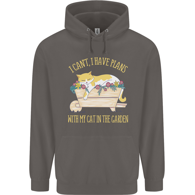 I Have Plans With My Cat in the Garden Gardening Mens 80% Cotton Hoodie Charcoal