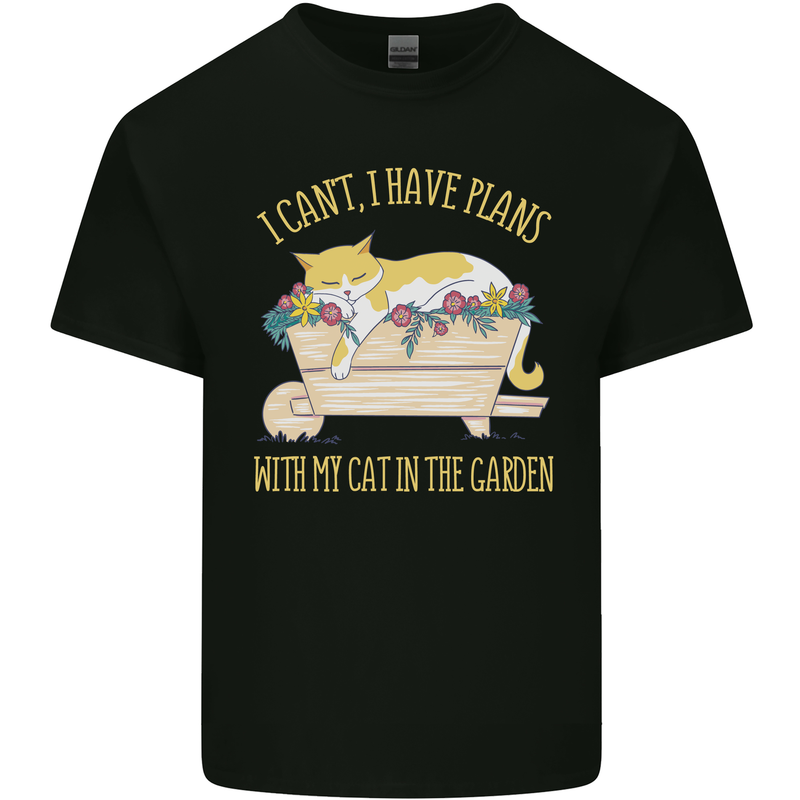 I Have Plans With My Cat in the Garden Gardening Mens Cotton T-Shirt Tee Top Black