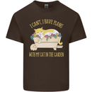 I Have Plans With My Cat in the Garden Gardening Mens Cotton T-Shirt Tee Top Dark Chocolate