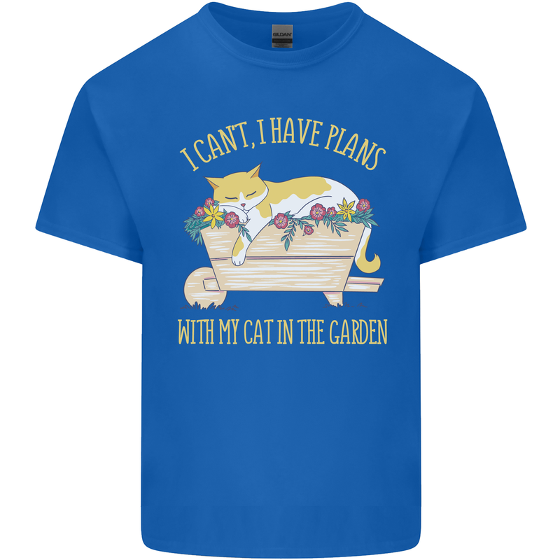 I Have Plans With My Cat in the Garden Gardening Mens Cotton T-Shirt Tee Top Royal Blue