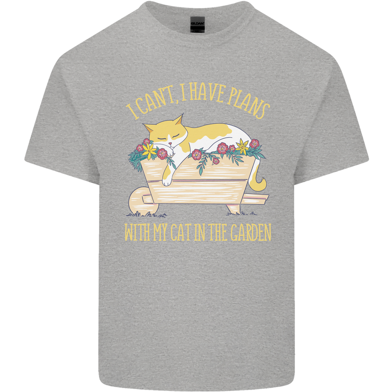 I Have Plans With My Cat in the Garden Gardening Mens Cotton T-Shirt Tee Top Sports Grey