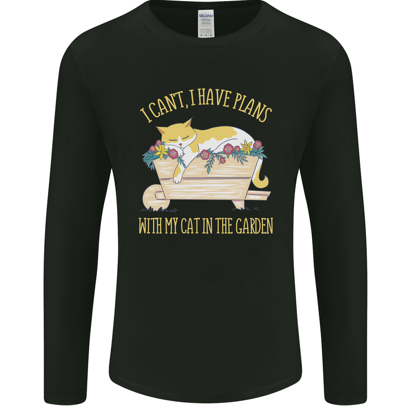 I Have Plans With My Cat in the Garden Gardening Mens Long Sleeve T-Shirt Black