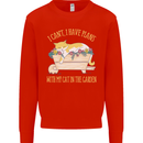 I Have Plans With My Cat in the Garden Gardening Mens Sweatshirt Jumper Bright Red
