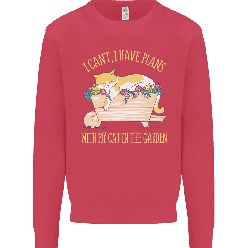 I Have Plans With My Cat in the Garden Gardening Mens Sweatshirt Jumper Heliconia