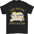 I Have Plans With My Cat in the Garden Gardening Mens T-Shirt 100% Cotton Black