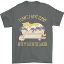 I Have Plans With My Cat in the Garden Gardening Mens T-Shirt 100% Cotton Charcoal