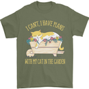 I Have Plans With My Cat in the Garden Gardening Mens T-Shirt 100% Cotton Military Green