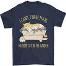 I Have Plans With My Cat in the Garden Gardening Mens T-Shirt 100% Cotton Navy Blue
