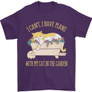 I Have Plans With My Cat in the Garden Gardening Mens T-Shirt 100% Cotton Purple
