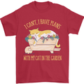 I Have Plans With My Cat in the Garden Gardening Mens T-Shirt 100% Cotton Red