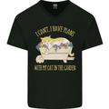 I Have Plans With My Cat in the Garden Gardening Mens V-Neck Cotton T-Shirt Black