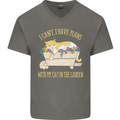 I Have Plans With My Cat in the Garden Gardening Mens V-Neck Cotton T-Shirt Charcoal