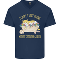 I Have Plans With My Cat in the Garden Gardening Mens V-Neck Cotton T-Shirt Navy Blue