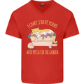I Have Plans With My Cat in the Garden Gardening Mens V-Neck Cotton T-Shirt Red