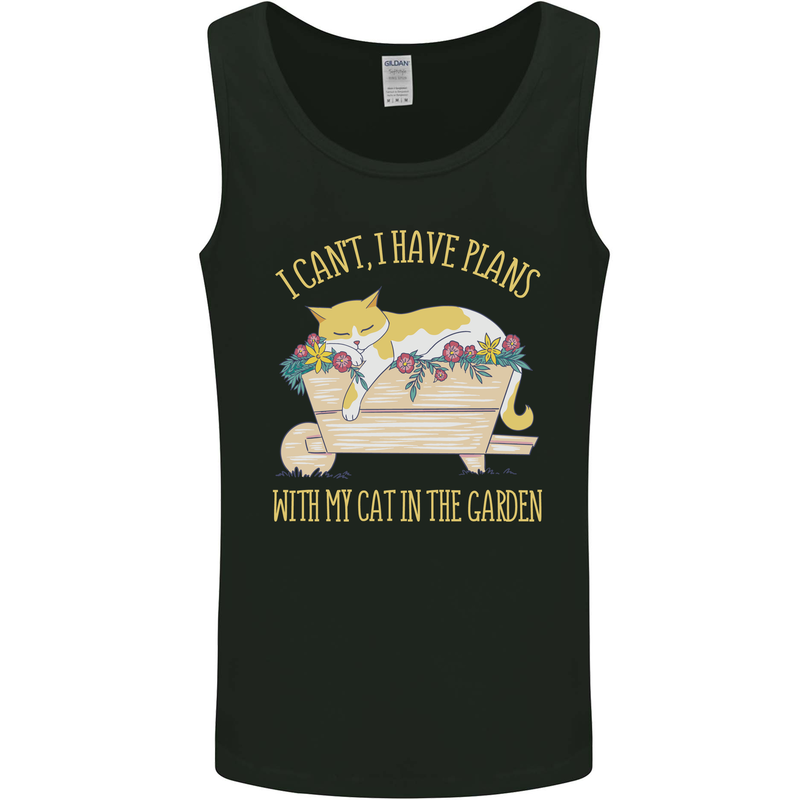 I Have Plans With My Cat in the Garden Gardening Mens Vest Tank Top Black