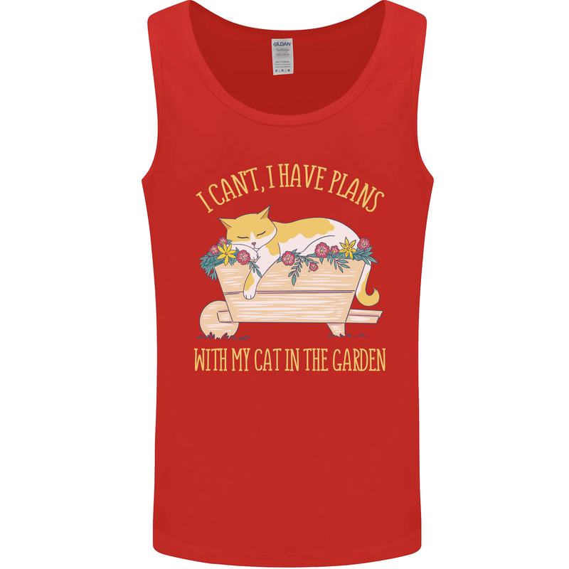 I Have Plans With My Cat in the Garden Gardening Mens Vest Tank Top Red